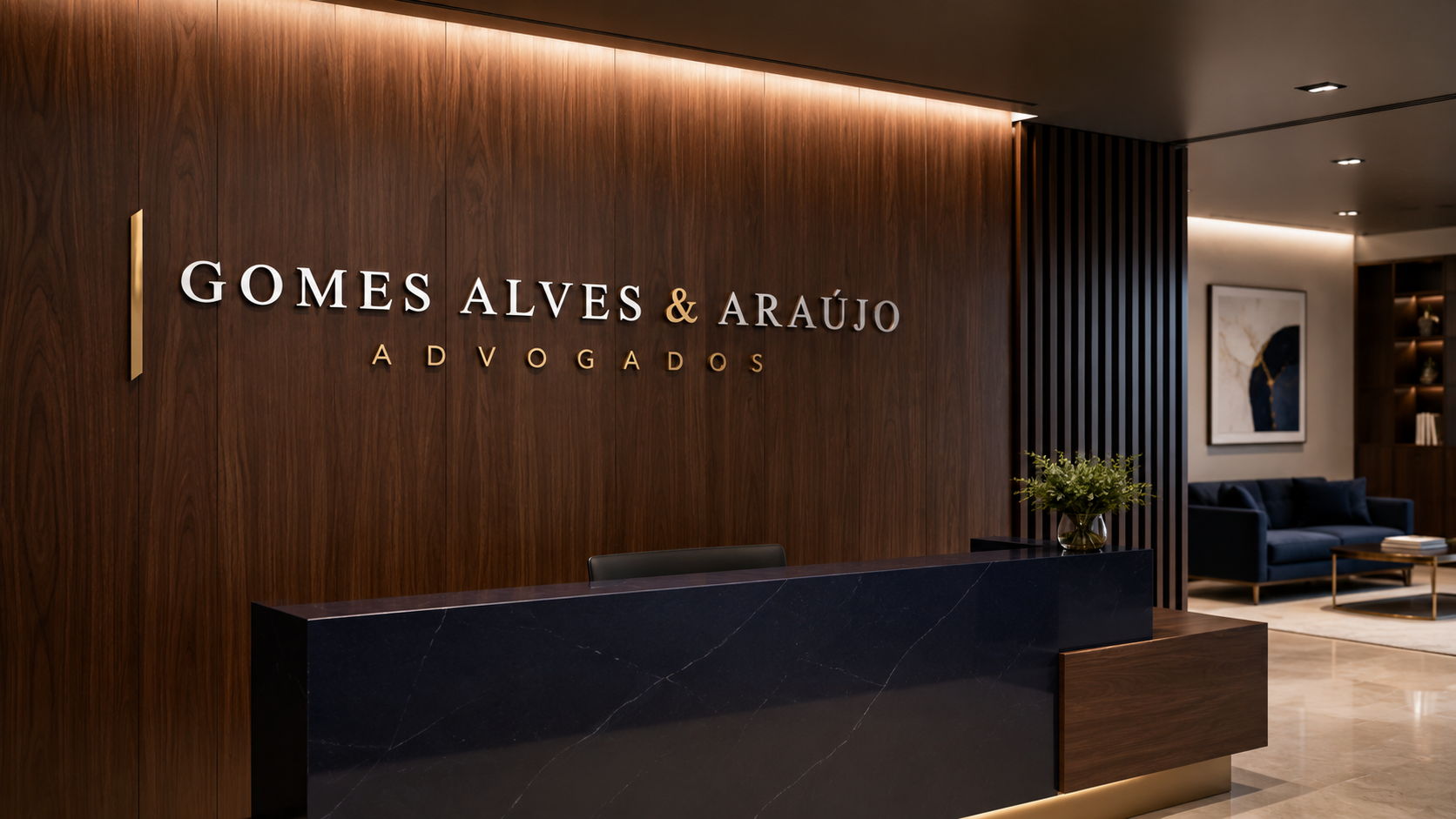 Recepção do escritório Gomes Alves & Araújo Advogados